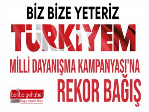 Biz Bize Yeteriz TÜRKİYEM Milli Dayanışma Kampanyasına rekor bağış